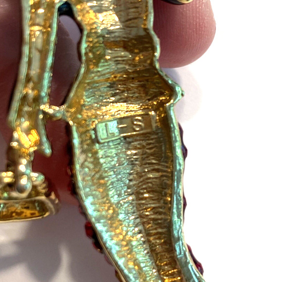 Red Hat Society Lady Brooch Large Goldtone with Purple Enamel Red Rhinestone L-S - Picture 8 of 10